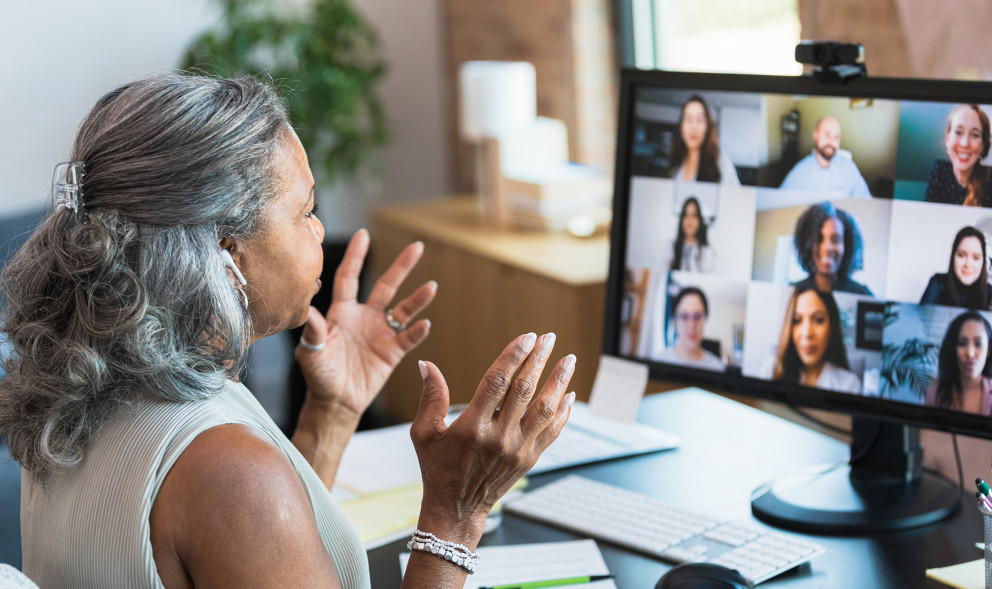 Woman hosting a online meeting